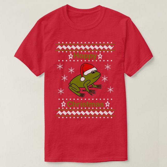 Frog sagt Hoppy Christmas T-Shirt (Design vorne)