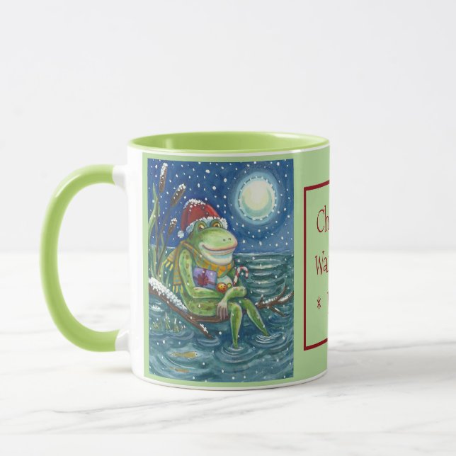 FROG SANTA AUF LOG, URLAUB TIERCHRISTMAS TASSE (Links)