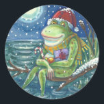FROG SANTA ON LOG, HOLLIDAY CHRISTMAS STICKERS RUN<br><div class="desc">FROG AN EINER WINTERNACHT. WEIHNACHTEN WARMEN DAS HERZ. FROGFROGFENSTECKER-Blatt,  rund ... suchen Sie nach passenden Elementen Susan Brack Design</div>