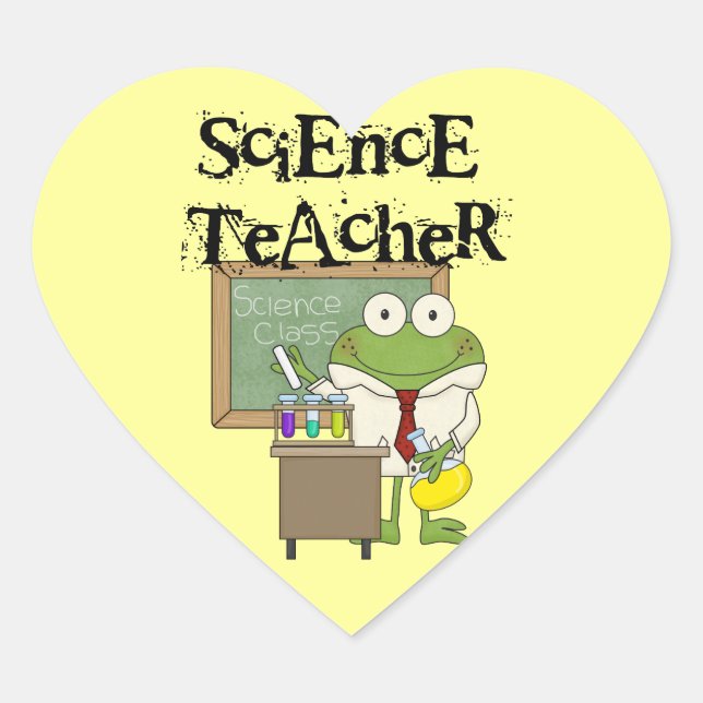 Frog Science Teacher Herz-Aufkleber (Vorderseite)