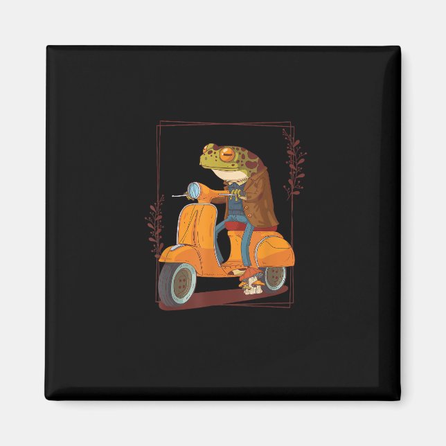 Frog Scooter Mushroom Goblincore Academia Magnet (Vorne)