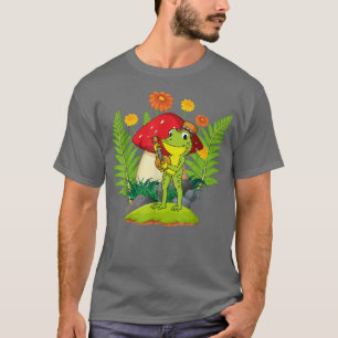 Frog spielen Banjo Gitarre auf Mushroom Cotattacco T-Shirt
