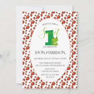 Frog Strawberry Erster Geburtstagsparty Kawaii Einladung