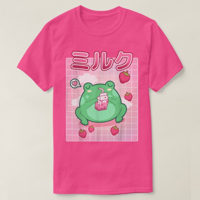 Frog Strawberry Milk Pastel Goth Funny Kawaii Toad T-Shirt (Design vorne)