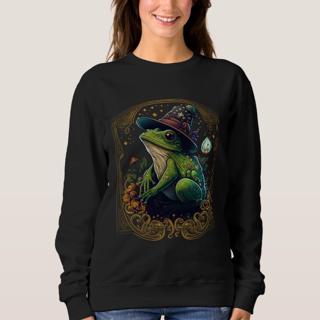 Frog Tarot Card Goth Emo Occult Astrology Women Gi Sweatshirt (Vorderseite)