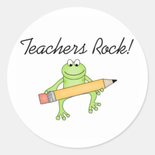 Frog Teachers Rock Runder Aufkleber