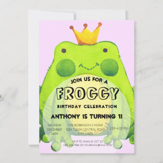 Frog Theme 1. Geburtstag Party Kinder Einladung