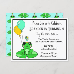 Frog Themed Birthday Einladungen