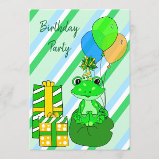 Frog Themed Boys Geburtstagsparty Einladung
