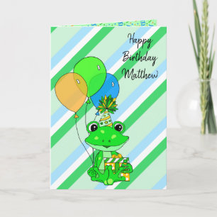 Frog Themed Happy Geburtstag Boy's Personalisiert Karte