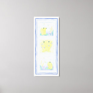 Frog Trio über Gingham Cloth Leinwanddruck