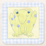 Frog Trio über Gingham Cloth Rechteckiger Pappuntersetzer<br><div class="desc">Ein glückliches Trio von Fröschen sind die Themen dieser Gingham Tuch Arbeit von Megan Meagher. Pass auf,  Insekten,  diese Frösche sind auf der Jagd. Bestellen Sie noch heute Ihr Exemplar dieses phantastischen Stücks!</div>