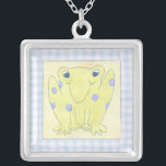 Frog Trio über Gingham Cloth Versilberte Kette<br><div class="desc">Ein glückliches Trio von Fröschen sind die Themen dieser Gingham Tuch Arbeit von Megan Meagher. Pass auf,  Insekten,  diese Frösche sind auf der Jagd. Bestellen Sie noch heute Ihr Exemplar dieses phantastischen Stücks!</div>