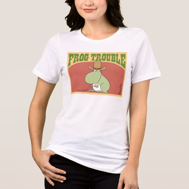 FROG TROUBLE von Sandra Boynton Offiziell Apparel Tri-Blend Shirt (Vorderseite)