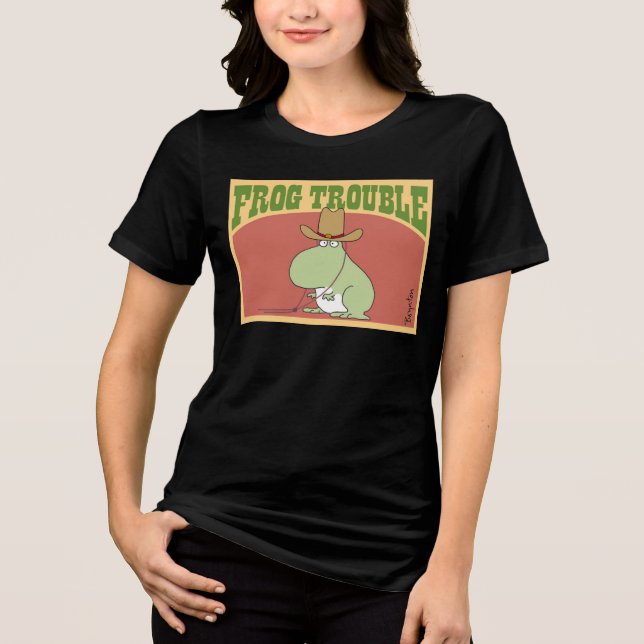 FROG TROUBLE von Sandra Boynton Offiziell Apparel Tri-Blend Shirt (Vorderseite)