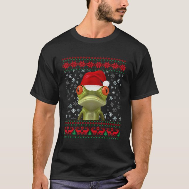 Frog Ugly Christmas Sweater Lover Geschenk T-Shirt (Vorderseite)