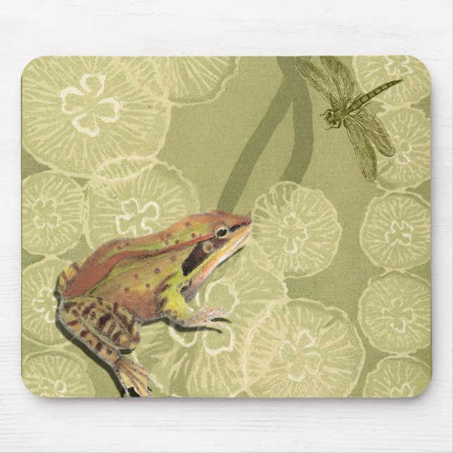 Frog und Dragonfly auf Water Lilies Mousepad (Vorne)