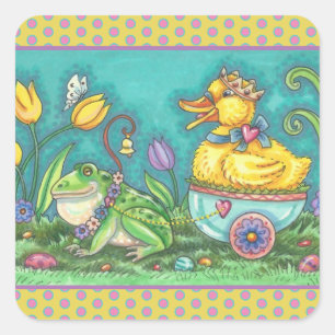 FROG- UND DUCK-DRUCK, OSTKLEBER QUADRATISCHER AUFKLEBER