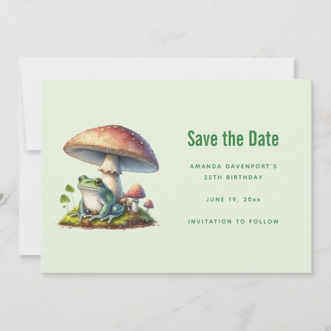 Frog Under a Mushroom Cute Nature Save The Date (Vorderseite)