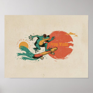 Frog Vibes – Retro Surf Skate Frosch Art Poster