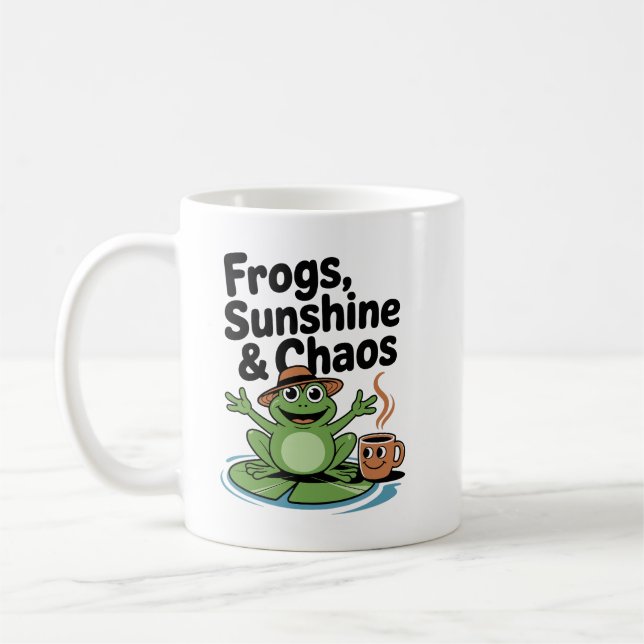 Frog Vibes und Coffee Chaos Kaffeetasse (Links)