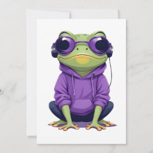Frog Wearing Hoodie Funny Cool Animal Character Einladung