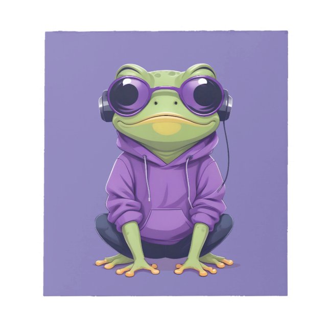Frog Wearing Hoodie Funny Cool Animal Character Notizblock (Vorderseite)