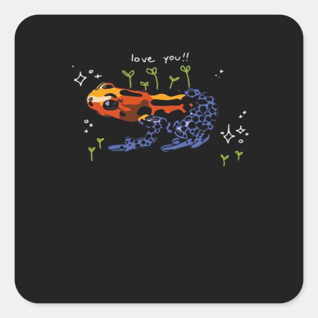 Frog Who Loves You! Quadratischer Aufkleber (Vorderseite)
