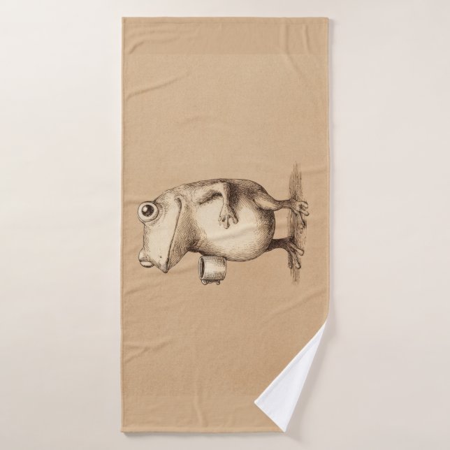 Frog with Coffee – Whimsical Vintage Animal Badehandtuch (Badehandtuch)