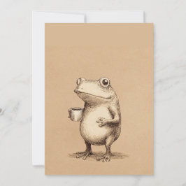 Frog with Coffee – Whimsical Vintage Animal Feiertagskarte