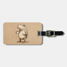 Frog with Coffee – Whimsical Vintage Animal Gepäckanhänger