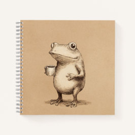 Frog with Coffee – Whimsical Vintage Animal Notizbuch