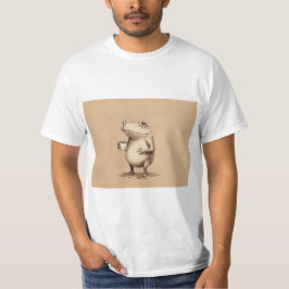 Frog with Coffee – Whimsical Vintage Animal T-Shirt