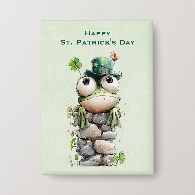 Frog with Green Hat Cute St. Patrick's Day Button (Vorderseite)
