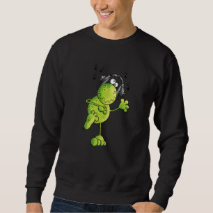 Frog with Headphones Dance for Music I Fun Music C Sweatshirt