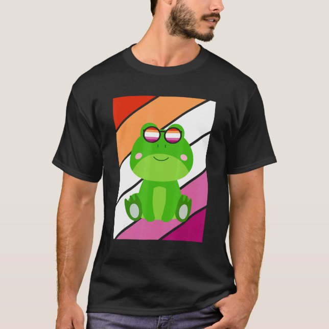 Frog With Pride Lesbian Flag LGBTQ Proud Ally Prid T-Shirt (Vorderseite)