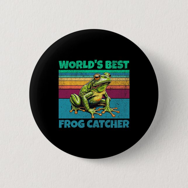 Frog Worlds Best Toad Catcher Funny Amphibien Jagd Button (Vorderseite)