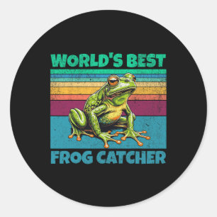 Frog Worlds Best Toad Catcher Funny Amphibien Jagd Runder Aufkleber