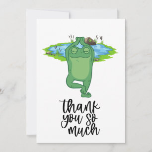 Frog Yoga Danke Karte mit Teichhintergrund