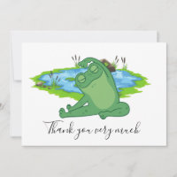 Frog Yoga Danke Karte mit Teichhintergrund