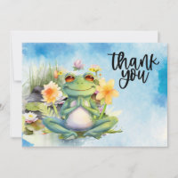 Frog Yoga Danke Karte mit Teichhintergrund