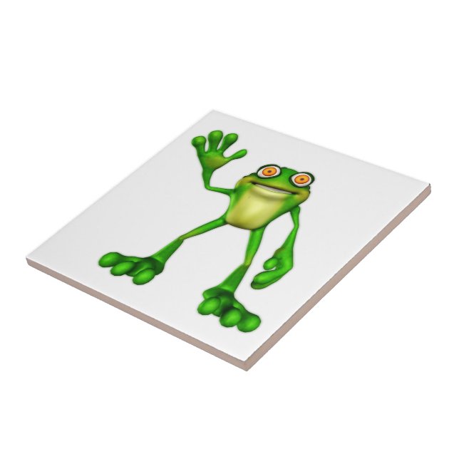 Froggie der Niedliche Cartoon Waving Frog Fliese (Seite)