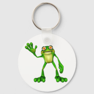 Froggie der Niedliche Cartoon Waving Frog Schlüsselanhänger