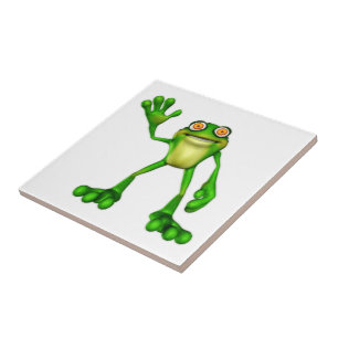 Froggie der Niedlichen Cartoon-Wellenfrosch Fliese