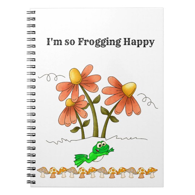 Frogging Happy Mushroom Notebook Notizblock (Vorderseite)