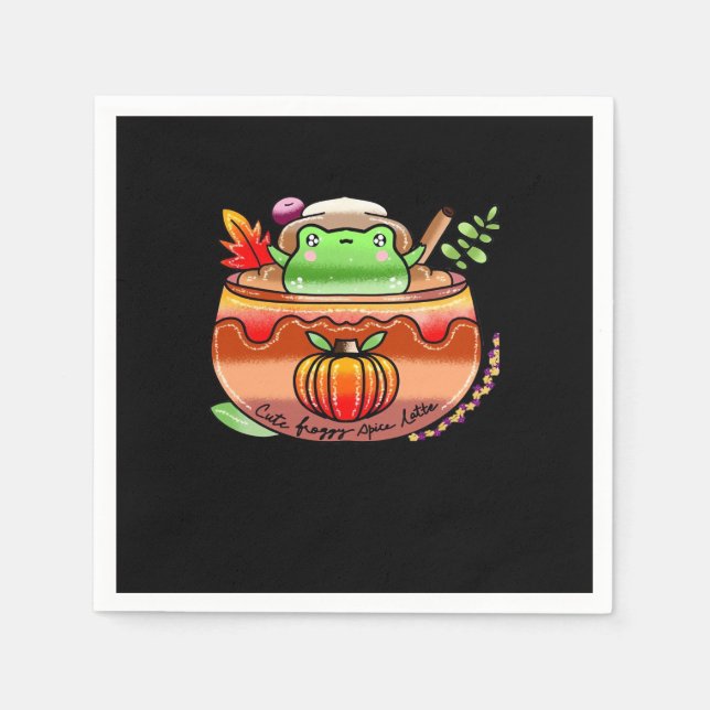 Froggy Delight Pumpkin Gewürz Latte Saison Serviette (Vorderseite)