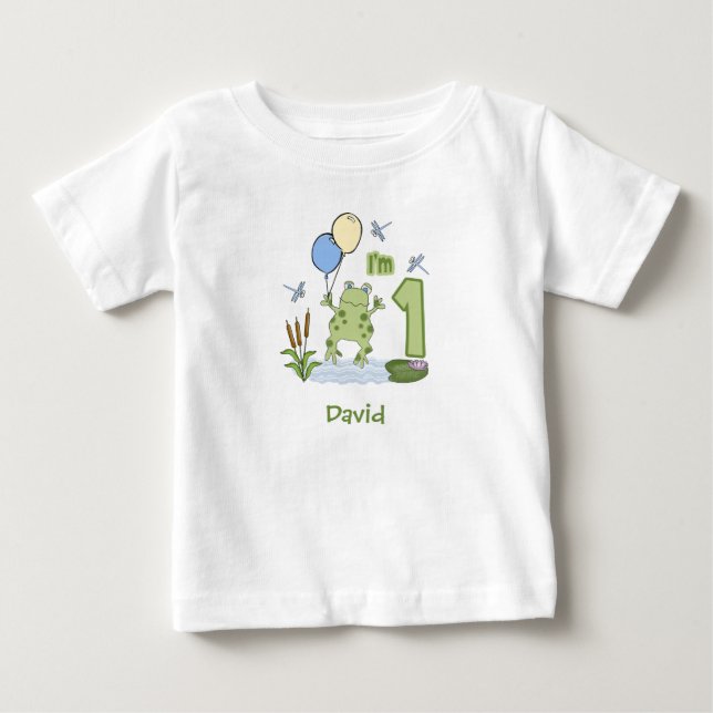 Froggy First Birthday Baby Bodysuit T-shirt (Vorderseite)