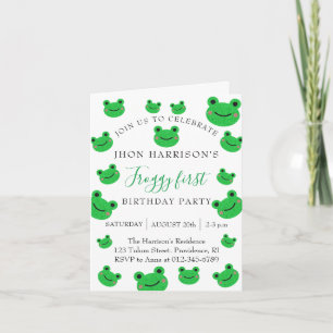 Froggy First Birthday Party Croaking Amphibien Einladung