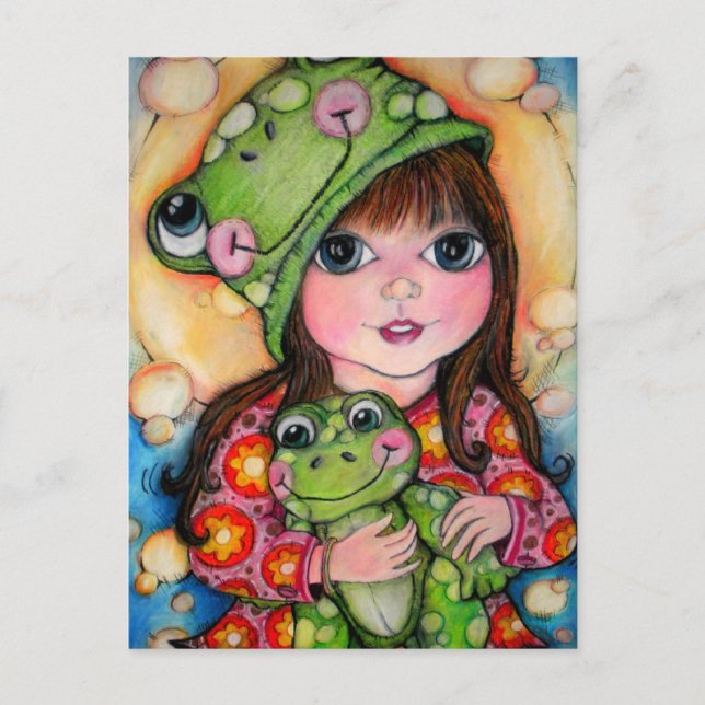 Froggy Fun - Ribbit - Frosch-Design Postkarte (Vorderseite)