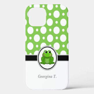Froggy Green und White Polka Dot iPhone 12 Hülle